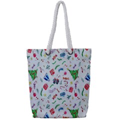 New Year Christmas Winter Watercolor Full Print Rope Handle Tote (small) by artworkshop