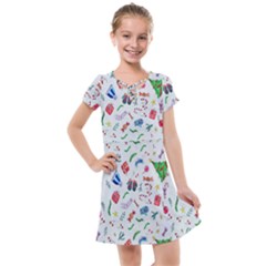 New Year Christmas Winter Watercolor Kids  Cross Web Dress by artworkshop