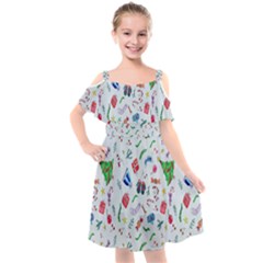 New Year Christmas Winter Watercolor Kids  Cut Out Shoulders Chiffon Dress by artworkshop