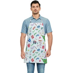 New Year Christmas Winter Watercolor Kitchen Apron by artworkshop