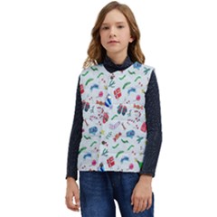 New Year Christmas Winter Watercolor Kid s Short Button Up Puffer Vest	 by artworkshop