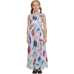 New Year Christmas Winter Watercolor Kids  Satin Sleeveless Maxi Dress by artworkshop