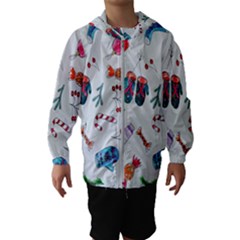 New Year Christmas Sketch Gifts Kids  Hooded Windbreaker by artworkshop