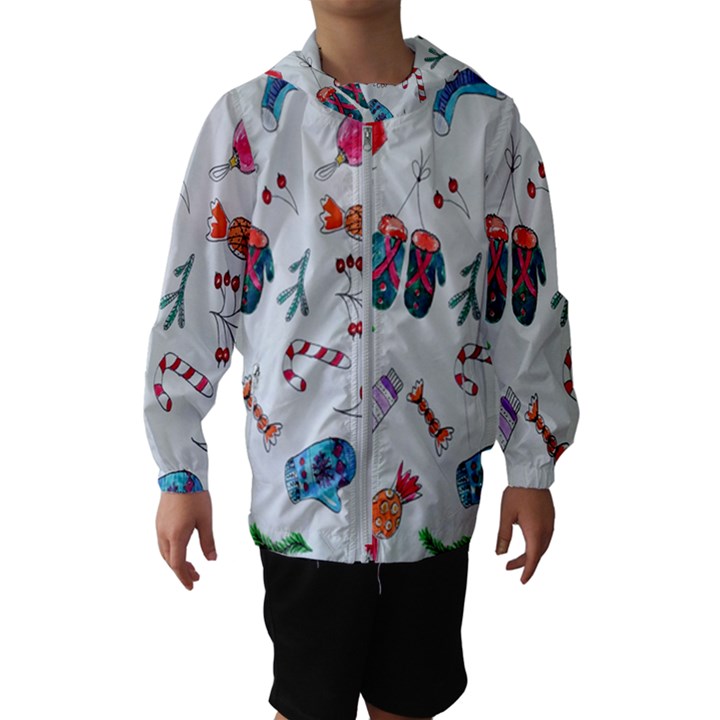 New Year Christmas Sketch Gifts Kids  Hooded Windbreaker