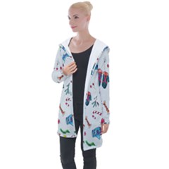 New Year Christmas Sketch Gifts Longline Hooded Cardigan by artworkshop