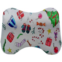 New Year Christmas Sketch Gifts Head Support Cushion by artworkshop