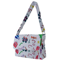 New Year Christmas Sketch Gifts Full Print Messenger Bag (l) by artworkshop