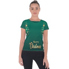 Merry Christmas Holiday Short Sleeve Sports Top  by artworkshop