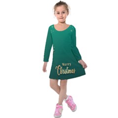 Merry Christmas Holiday Kids  Long Sleeve Velvet Dress by artworkshop