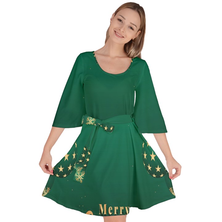 Merry Christmas Holiday Velour Kimono Dress