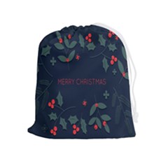 Merry Christmas  Frame Flora Drawstring Pouch (xl) by artworkshop