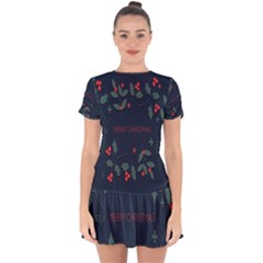 Merry Christmas  Frame Flora Drop Hem Mini Chiffon Dress