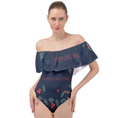 Merry Christmas  Frame Flora Off Shoulder Velour Bodysuit 