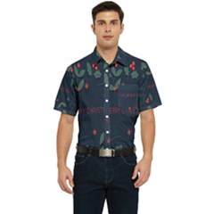 Merry Christmas  Frame Flora Men s Short Sleeve Pocket Shirt  by artworkshop