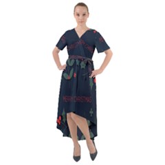 Merry Christmas  Frame Flora Front Wrap High Low Dress by artworkshop