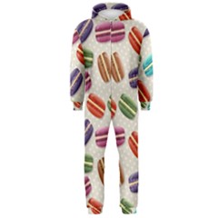 Macaron Macaroon Stylized Macaron Design Repetition Hooded Jumpsuit (men) by artworkshop