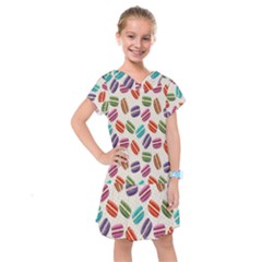 Macaron Macaroon Stylized Macaron Design Repetition Kids  Drop Waist Dress by artworkshop