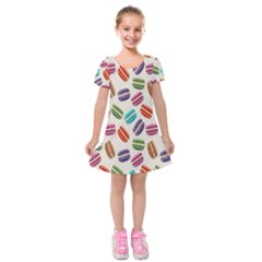 Macaron Macaroon Stylized Macaron Design Repetition Kids  Short Sleeve Velvet Dress by artworkshop