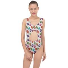 Macaron Macaroon Stylized Macaron Design Repetition Center Cut Out Swimsuit by artworkshop