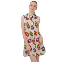 Macaron Macaroon Stylized Macaron Design Repetition Sleeveless Shirt Dress by artworkshop