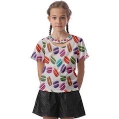 Macaron Macaroon Stylized Macaron Design Repetition Kids  Front Cut Tee by artworkshop