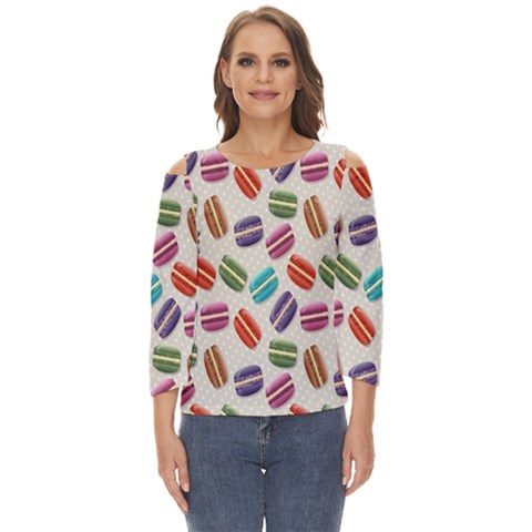 Macaron Macaroon Stylized Macaron Design Repetition Cut Out Wide Sleeve Top by artworkshop