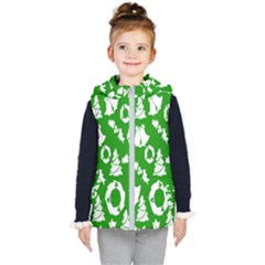 Green Card Christmas December4 Kids  Hooded Puffer Vest by artworkshop