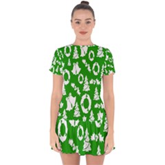 Green Card Christmas December4 Drop Hem Mini Chiffon Dress