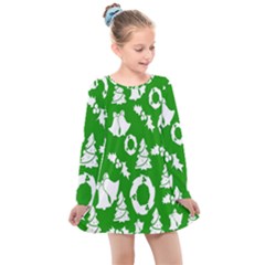 Green Card Christmas December4 Kids  Long Sleeve Dress by artworkshop