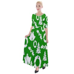 Green Card Christmas December4 Half Sleeves Maxi Dress by artworkshop