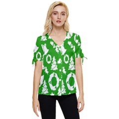 Green Card Christmas December4 Bow Sleeve Button Up Top by artworkshop