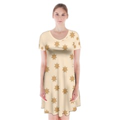 Gingerbread Star Short Sleeve V-neck Flare Dress by artworkshop