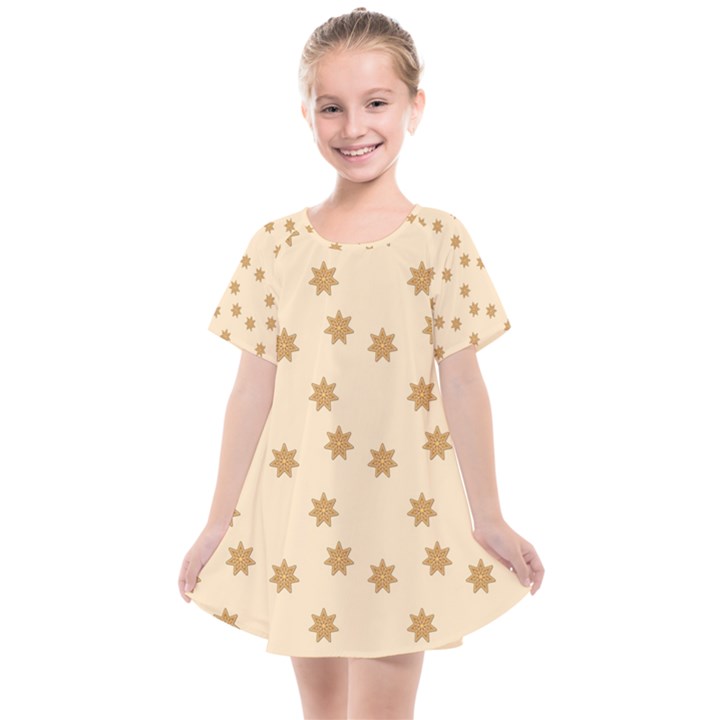 Gingerbread Star Kids  Smock Dress