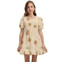 Gingerbread Star Kids  Short Sleeve Dolly Dress by artworkshop