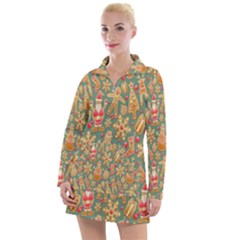 Gingerbread Christmas Decorative Women s Long Sleeve Casual Dress by artworkshop