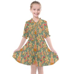 Gingerbread Christmas Decorative Kids  All Frills Chiffon Dress by artworkshop