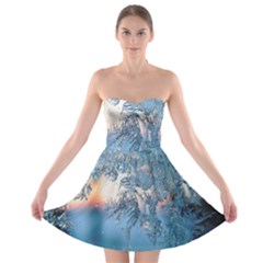 Frost Winter Morning Snow Strapless Bra Top Dress by artworkshop