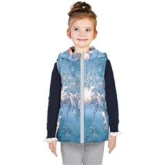 Frost Winter Morning Snow Kids  Hooded Puffer Vest by artworkshop