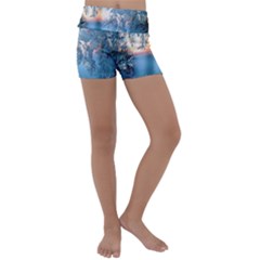 Frost Winter Morning Snow Kids  Lightweight Velour Yoga Shorts by artworkshop