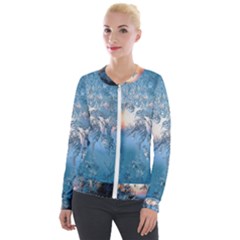 Frost Winter Morning Snow Velvet Zip Up Jacket by artworkshop