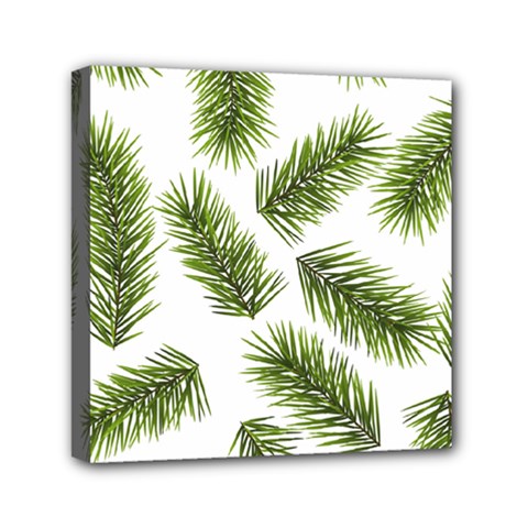 Fir Branch Pattern Christmas Decorative Mini Canvas 6  X 6  (stretched) by artworkshop