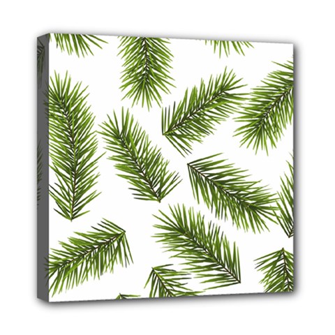 Fir Branch Pattern Christmas Decorative Mini Canvas 8  X 8  (stretched) by artworkshop