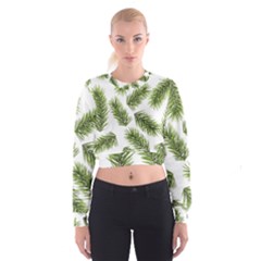 Fir Branch Pattern Christmas Decorative Cropped Sweatshirt by artworkshop