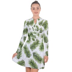 Fir Branch Pattern Christmas Decorative Long Sleeve Panel Dress by artworkshop