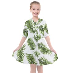 Fir Branch Pattern Christmas Decorative Kids  All Frills Chiffon Dress by artworkshop