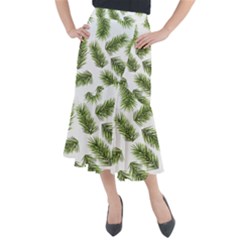 Fir Branch Pattern Christmas Decorative Midi Mermaid Skirt by artworkshop