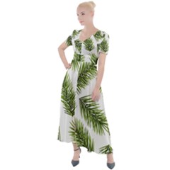 Fir Branch Pattern Christmas Decorative Button Up Short Sleeve Maxi Dress by artworkshop