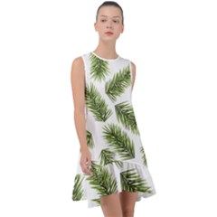 Fir Branch Pattern Christmas Decorative Frill Swing Dress by artworkshop