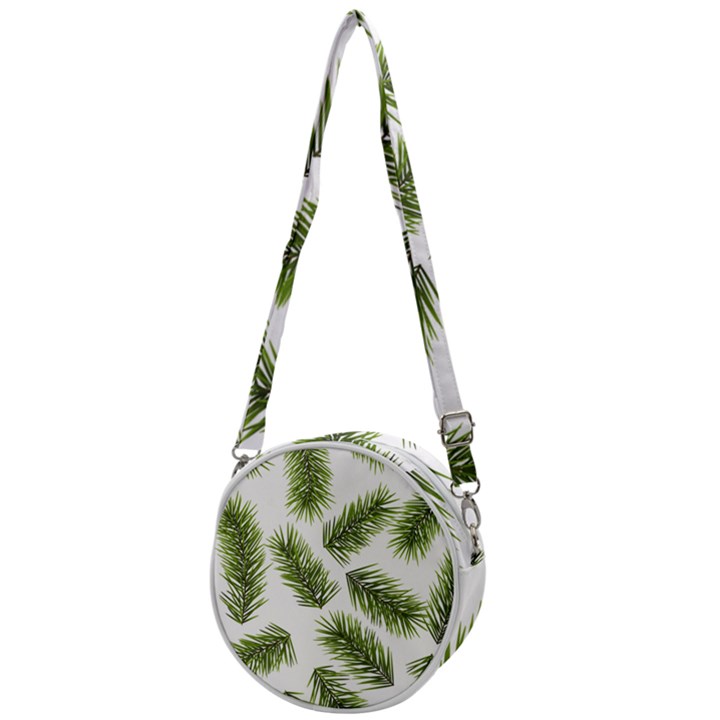 Fir Branch Pattern Christmas Decorative Crossbody Circle Bag