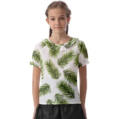 Fir Branch Pattern Christmas Decorative Kids  Frill Chiffon Blouse by artworkshop